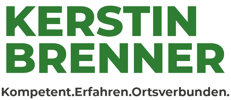 Kerstin Brenner Kompetent.Erfahren.Ortsverbunden. Logo Negativ